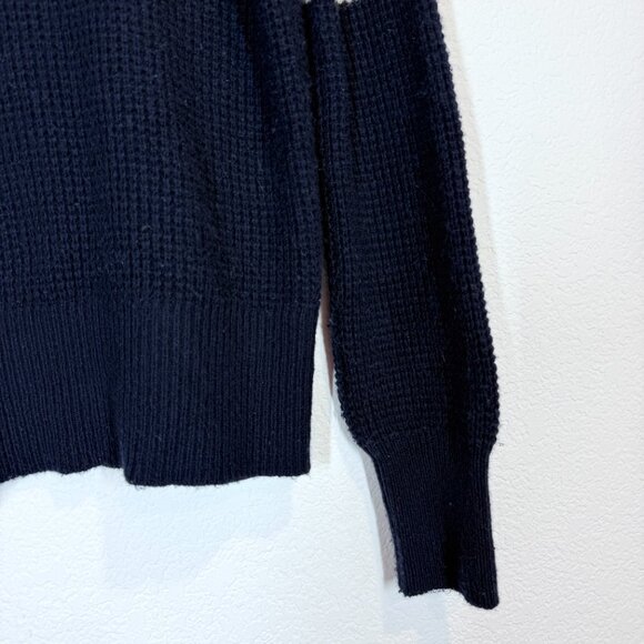 Faherty Blue Sweater Wisp Waffle Stitch Wool Blend Crew Neck Small - Picture 5 of 9